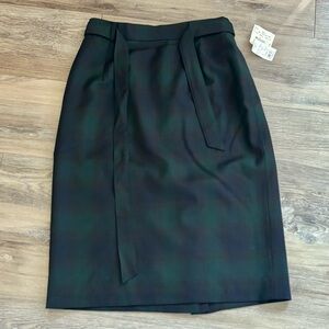 NWT Brooks Brothers wool black watch plaid tie waist preppy pencil skirt sz 4